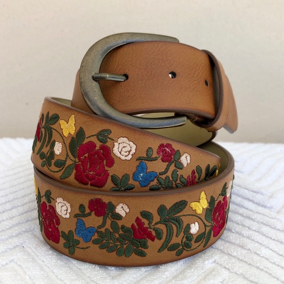 Unbranded Accessories - Beautiful Floral Embroidered Vegan Leathet Belt XL
